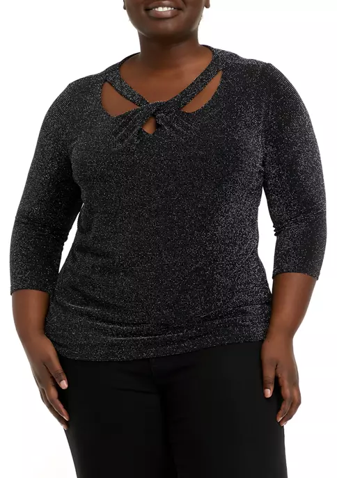 Brand new โ Kasper Plus Size 3/4 Sleeve Twist Neck Lurex Jersey Top ๐ 6 Brand new โ Kasper Plus Size 3/4 Sleeve Twist Neck Lurex Jersey Top ๐ - Image 4