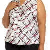 Budget 🔔 Kasper Plus Size Sleeveless Tie Front Windowpane Woven Blouse 🧨