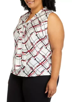 Budget ๐ Kasper Plus Size Sleeveless Tie Front Windowpane Woven Blouse ๐งจ 8 Budget ๐ Kasper Plus Size Sleeveless Tie Front Windowpane Woven Blouse ๐งจ -Southern Home Sales Shop Belk 1517