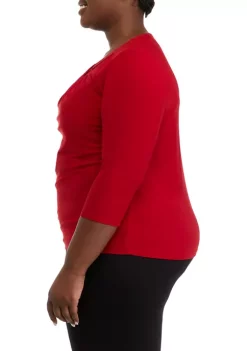 Brand new ✨ Kasper Plus Size Three-Quarter Sleeve Criss-Cross Neck Top 🧨 -Southern Home Sales Shop Belk 1525