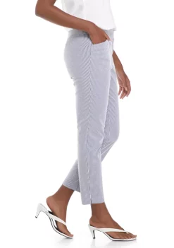 Flash Sale ✔️ Kasper Chambray Stripe Cropped Side Slit Pants ⌛ -Southern Home Sales Shop Belk 1529