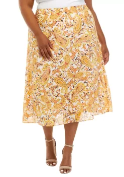 Best Sale ๐ Kasper Plus Size Pull On Printed ๐ Skirt โญ