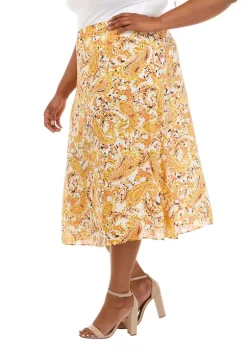 Best Sale 😉 Kasper Plus Size Pull On Printed 👗 Skirt ⭐ -Southern Home Sales Shop Belk 1537