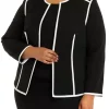 Cheap ⌛ Kasper Plus Size Long Sleeve Open Front Jacket with Contrast Piping ✔️
