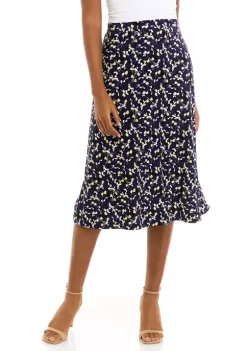 Best Pirce 😉 Kasper Petite Floral Printed Midi Flare 👗 Skirt 👍