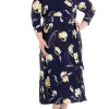 Best Pirce 😉 Kasper 👩 Women's 3/4 Sleeve Floral Printed Fit and Flare 👗 Dress 🔔