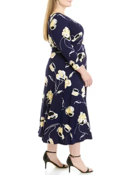 Best Pirce 😉 Kasper 👩 Women's 3/4 Sleeve Floral Printed Fit and Flare 👗 Dress 🔔 -Southern Home Sales Shop Belk 1601