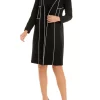 Buy 🥰 Kasper 👩 Women's Long Sleeve Piped Contrast Longer Length Open Front Jacket ✔️