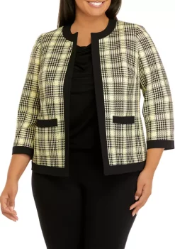 Cheap ⭐ Kasper Plus Size 3/4 Sleeve Tweed Open Front Jacket 🎉 -Southern Home Sales Shop Belk 1619