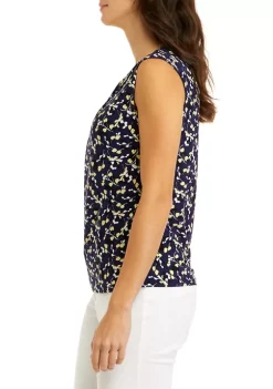 Promo 🌟 Kasper 👩 Women's Cap Sleeve Cutout Twist Front Printed Top ✨ -Southern Home Sales Shop Belk 1640