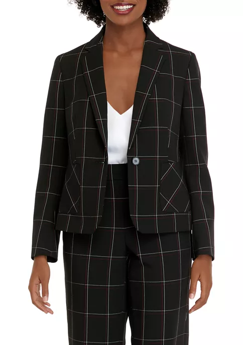 Deals ๐ Kasper ๐ฉ Women's Long Sleeve One Button Windowpane Jacket โค๏ธ 6 Deals ๐ Kasper ๐ฉ Women's Long Sleeve One Button Windowpane Jacket โค๏ธ - Image 4