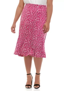 Deals ⌛ Kasper Plus Size Printed Knit Midi 👗 Skirt 😉 -Southern Home Sales Shop Belk 1661