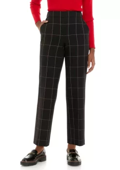 Promo ⌛ Kasper 👩 Women's Wide Leg Windowpane Pants 😀