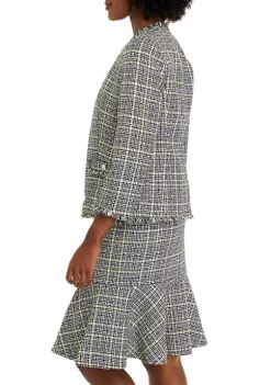 Deals 😀 Kasper 👩 Women's Long Sleeve Front Pocket Open Tweed Jacket ⌛ -Southern Home Sales Shop Belk 1673
