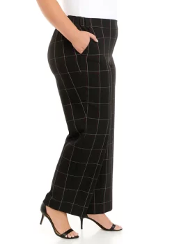 Best Sale ✔️ Kasper Plus Size Wide Leg Windowpane Print Pants 😀 -Southern Home Sales Shop Belk 1677