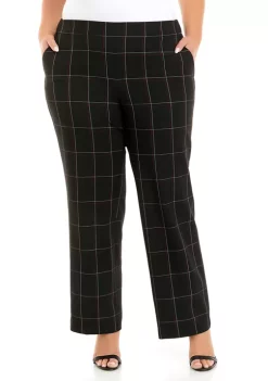 Best Sale ✔️ Kasper Plus Size Wide Leg Windowpane Print Pants 😀 -Southern Home Sales Shop Belk 1678