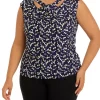 Hot Sale 🤩 Kasper Plus Size Cap Sleeve Cut Out Twist Front Printed Top 👍 2 Hot Sale 🤩 Kasper Plus Size Cap Sleeve Cut Out Twist Front Printed Top 👍 -Southern Home Sales Shop Belk 1683