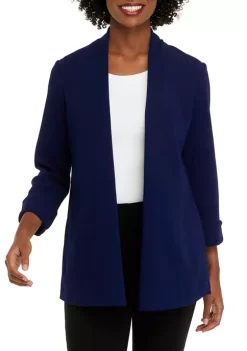 Promo 🎉 Kasper 👩 Women's Roll Sleeve Front Pockets Open Jacket 🎉 -Southern Home Sales Shop Belk 1694