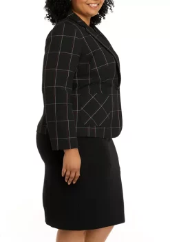 Wholesale 🌟 Kasper Plus Size Long Sleeve One Button Windowpane Jacket 😍 -Southern Home Sales Shop Belk 1697