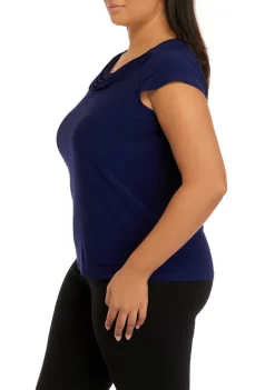 Flash Sale 🎉 Kasper Plus Size Cap Sleeve Cowl Neck Solid Top 🔔 -Southern Home Sales Shop Belk 1701
