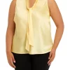 Cheap 🔥 Kasper Plus Size Sleeveless Tie Front Solid Blouse 🎉 -Southern Home Sales Shop Belk 1703