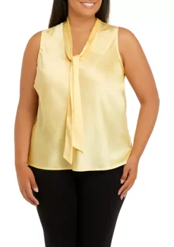 Cheap 🔥 Kasper Plus Size Sleeveless Tie Front Solid Blouse 🎉 -Southern Home Sales Shop Belk 1706