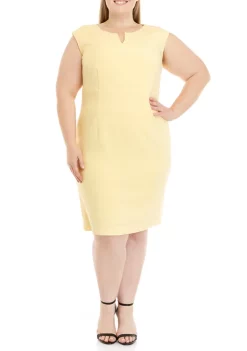 Wholesale ✨ Kasper Plus Size Sleeveless Split Neck Solid Crepe Sheath 👗 Dress 🤩 -Southern Home Sales Shop Belk 1718