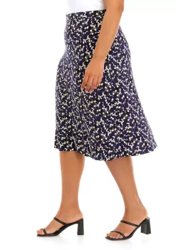 New 👍 Kasper Plus Size Pull On Floral Printed Midi 👗 Skirt 😉 -Southern Home Sales Shop Belk 1729