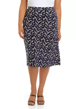 New 👍 Kasper Plus Size Pull On Floral Printed Midi 👗 Skirt 😉 -Southern Home Sales Shop Belk 1730