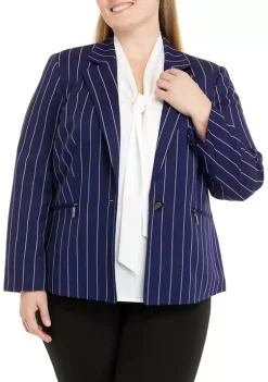 Cheapest 🛒 Kasper Plus Size Long Sleeve Notch Collar One Button Pinstripe Jacket 💯 -Southern Home Sales Shop Belk 1734