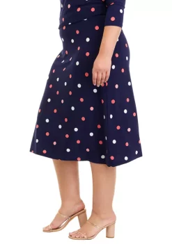 Best reviews of ✨ Kasper Plus Size Pull On Printed Polka Dot Midi 👗 Skirt 🧨 -Southern Home Sales Shop Belk 1745
