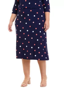 Best reviews of ✨ Kasper Plus Size Pull On Printed Polka Dot Midi 👗 Skirt 🧨 -Southern Home Sales Shop Belk 1746