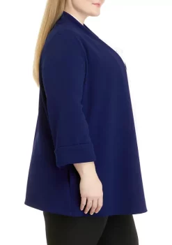 New 🔥 Kasper Plus Size 3/4 Roll Sleeve Open Front Jacket with Front Pockets 😍 -Southern Home Sales Shop Belk 1749