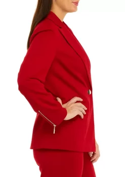Cheap 😉 Kasper Petite Long Sleeve One Button Notch Collar Ponte Jacket with Sleeve Zippers 🎉 -Southern Home Sales Shop Belk 1789