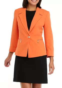 Top 10 💯 Kasper 👩 Women's 3/4 Sleeve Notch Collar Crepe Jacket 🌟 -Southern Home Sales Shop Belk 1794