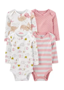 Hot Sale 🧨 Carter's® Baby 👧 Girls 4-Pack Long-Sleeve Bodysuits 🔥