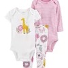 Best Pirce ❤️ Carter's® Baby 👧 Girls 3-Piece Safari Animals Little Character Set 🤩