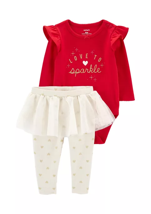 Promo 🔥 Carter's® Baby 👧 Girls 2-Piece Born To Sparkle Bodysuit & Tutu Pants Set 💯 4 Promo 🔥 Carter's® Baby 👧 Girls 2-Piece Born To Sparkle Bodysuit & Tutu Pants Set 💯 - Image 2