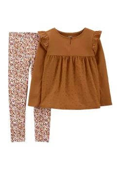 New ⌛ Carter's® 👧 Girls 4-6x Top and Floral Printed Leggings Set ✔️