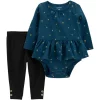 Deals 🔥 Carter's® Baby 👧 Girls 2-Piece Glitter Peplum Bodysuit Pants Set ❤️