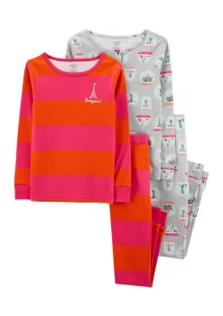 Wholesale š Carter'sĀ® š§ Girls 7-16 4 Piece Snow Globe Snug Fit Cotton Pajamas š