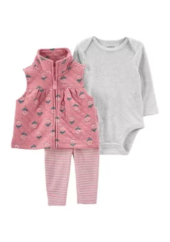Best Pirce ✔️ Carter's® Baby 👧 Girls 3 Piece Floral Little Vest Set ✨
