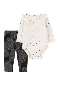 Best Pirce 🔥 Carter's® Baby 👧 Girls 2-Piece Heart Bodysuit Pants Set 🔔