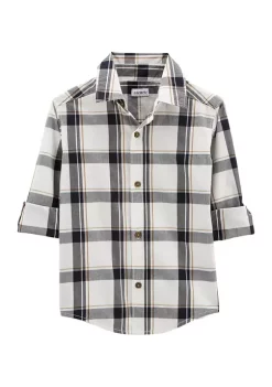 Budget ๐ Carter'sยฎ Toddler Boys Black and White Woven Plaid ๐ Shirt ๐