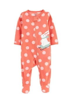 Flash Sale 💯 Carter's® Baby 👧 Girls Bunny Zip Up Fleece Sleep & Play One Piece ✨