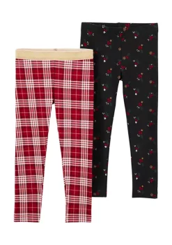 Best deal ❤️ Carter's® Toddler 👧 Girls Red and Black Leggings 2 Pack Set 😍