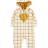 Best Sale ❤️ Carter's® Baby 👧 Girls Mustard Heart Jumpsuit ✔️ -Southern Home Sales Shop Belk 2163