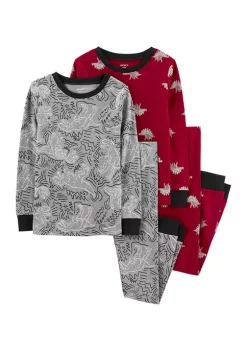 Best Pirce ✨ Carter's® Boys 8-20 4 Piece Dino Snug Fit Cotton Pajama Set 🥰