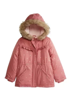 Best deal 🥰 Amerex 👧 Girls 4-6x Pink Foil Dot Print Parka 😀