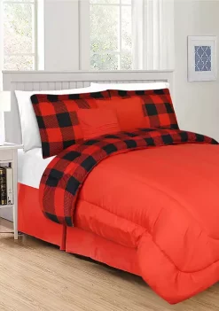 New 👏 Modern. Southern. Home.™ Red Buffalo Check 6-Piece Comforter Set 👏